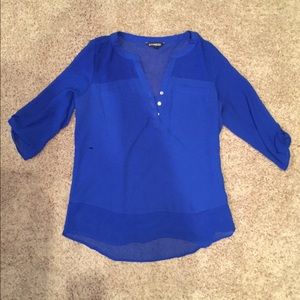 Express Royal Blue Chiffon Top